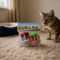 Jouet interactif pour chat en plastique en forme de tambour de dessin animé avec clochettes, stimule le mouvement et le jeu, anti-ennui, jouet d'exercice, motif uni
