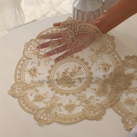 Set de table rond en dentelle, dessous de verre romantique brodé, napperon, sous-verres à café