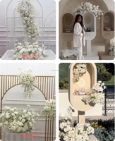 JINDY Offre Spéciale – Guirlande Florale Artificielle Blanche en Soie (Faux Rose) pour Table, Idéale pour Mariages, Décoration Maison et Fêtes