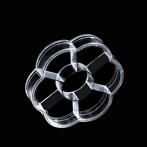 Transparent Plum Blossom Shape Plastic Storage Box With Compartments For Jewelry Organizers Desktop Use 8.3X8.3X1.5Cm - Product Image 3