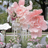 Bunga kertas latar belakang panggung pernikahan bunga raksasa buatan kertas Organza bunga Poppy Peony kertas kerut bunga untuk dekorasi