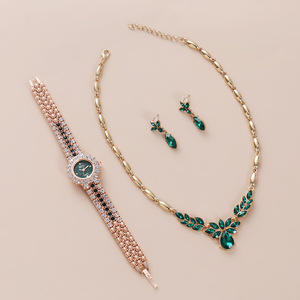 Conjunto de Esmeralda, Reloj con Esfera de Cielo Estrellado, Pendientes y Collar con Cadena, 3 Piezas/Juego - Product Image 3