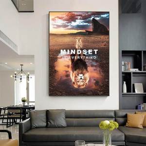 Decorazione per Cameretta Bambini, Poster HD con Animali, Stampe Ispirazionali di Grandi e Piccoli Leoni, Arte Murale su Tela Impermeabile con Inchiostro Ecologico 40x50cm con Cornice - Product Image 3