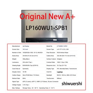 Écran LCD 16 pouces 1920*1200 EDP 30 broches 60Hz de remplacement LP160WU3 SPD1 SPF1 LP160WU1 SPH1 SPB1 SPD1 SPF1 N160JCA GT1 GEA ELM - Product Image 2
