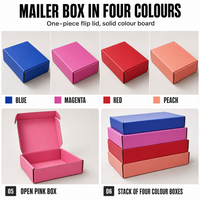 Boîte en papier pliable multicolore pour l'e-commerce, emballage pour vêtements, cosmétiques, abonnements, en vrac, bleu marine, rose, rouge