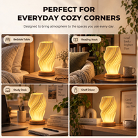 Lampe de Table LED Décorative à Base en Bois, Imprimée en 3D, Tricolore et à Intensité Variable, Idéale pour Chambre Parentale, Villa, Table à Thé - Prix de Gros