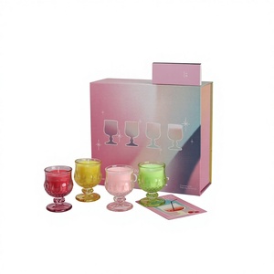 Wine Glass Shaped Scented <b>Candle</b> Set 4 Pack Aromatherapy Soy Wax <b>Candles</b> For Home Decor And Gift Giving - Product Image 1