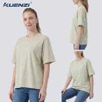 T-shirt pour femme Kuenzi, personnalisé avec logo, col rond, manches courtes, 100% coton, 220 GSM, coupe ample, épaules tombantes
