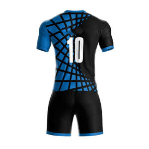 Uniforme de Fútbol Sublimado Personalizado para Hombre, Conjunto de Camiseta de Manga Corta con Cuello en V Amarillo y Azul, Pantalones Cortos, Transpirable, Ajuste Atlético, Poliéster - Product Image 3