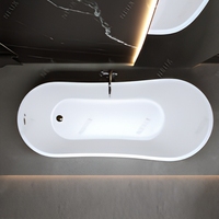 Baignoire autoportante en acrylique blanc 1,7 m, moderne, avec fonction massage et drain central, pour salle de bain d'hôtel