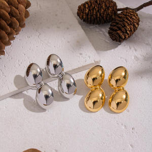 Pendientes de Bola Doble de Oro de Lujo para Mujer, Joyería a la Moda, Resistente al Agua, Sin Deslustre, Chapados en Oro de 18K, Antialérgicos - Product Image 3
