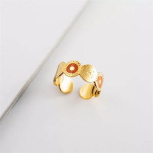 Wholesale Stainless Steel Open Finger <b>Ring</b> Gold Plated Black Natural Stone Charm <b>Ring</b> - Product Image 6