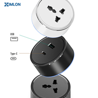 XIMLON Riel de Enchufes Móvil de Cobre para Pared, Enchufe Eléctrico Empotrable de Escritorio con USB Tipo-C