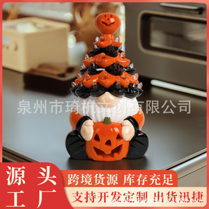 Lanterne citrouille gnome d'Halloween en résine, décoration lumineuse pour intérieur, cadeau d'Halloween - Product Image 5