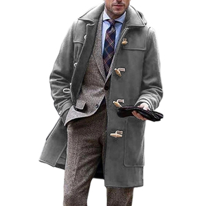 Manteau d'hiver pour <span class=keywords><strong>homme</strong></span> - Capuche, fermeture à boutons, mi-long, vêtements d'extérieur Sehe Fashion - Product Image 3