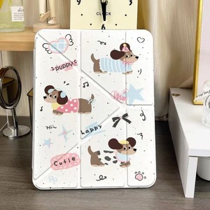 เคสใสหนังพับรูปตัว Y สีขาวลายลูกสุนัข น่ารัก สำหรับ iPad Air 4/5 iPad Pro 2024 iPad 7/8/9/10th Gen - Product Image 1