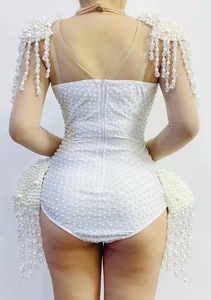 NOVANCE Y1728 seksi beyaz egzersiz Bodysuit akşam gösterisi şarkıcı dansçı gece kulübü konser sahnesi aşınma takım göbek dans kostümü - Product Image 4