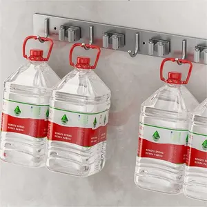 Support mural robuste en acier inoxydable 304 pour balais et serpillères avec 3 crochets, support de rangement simple niveau pour garage et salle de bain - Product Image 6