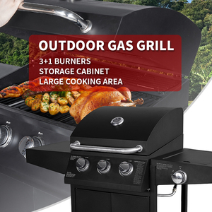Barbecue à <span class=keywords><strong>gaz</strong></span> portable avec brûleur, <span class=keywords><strong>plancha</strong></span> et couvercles pour camping et extérieur - Product Image 3