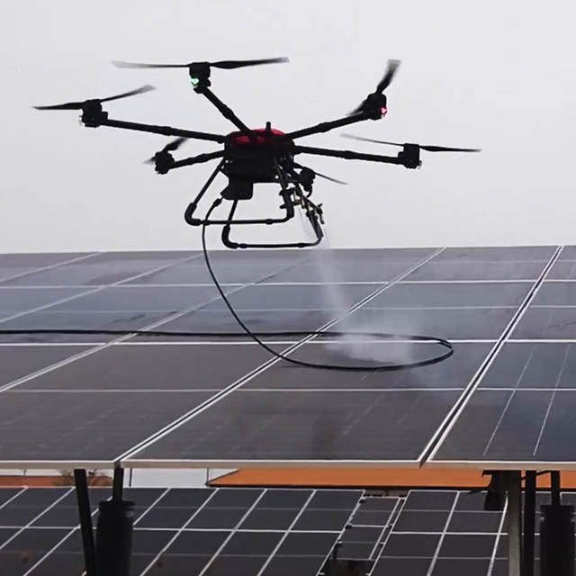 High Efficiency Drone Cleaning System for Building Facade and Window Washing with Long Endurance and Safe Operation