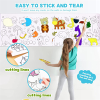 Benutzer definierte kreative Kunst DIY Doodle Färbung Füllung undurchsichtige Aufkleber Malerei Papier Spielzeug Wieder verwendbare 3m Zeichen rolle für Kinder