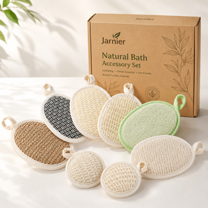 Brosse corporelle ovale Jarnier avec <span class=keywords><strong>éponge</strong></span> exfoliante en loofah, <span class=keywords><strong>éponge</strong></span>s <span class=keywords><strong>de</strong></span> bain style simple et tampon facial en coton loofah pour la <span class=keywords><strong>douche</strong></span> - Product Image 3