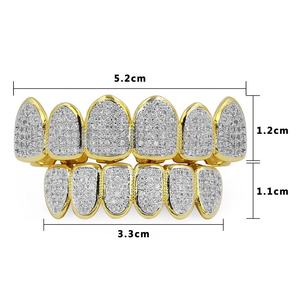 Nuova vendita all'ingrosso da uomo Hip Hop Gold denti Grillz in alto e in basso ghiacciato Grillz <span class=keywords><strong>Dental</strong></span> Cubic Zirconia vampiro personalizzato Grillz denti regalo - Product Image 2