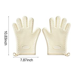 Gants <span class=keywords><strong>de</strong></span> four en silicone résistants à la chaleur avec doigts, imperméables et antidérapants, doublure en coton pour grillades, cuisson et pâtisserie - Product Image 2