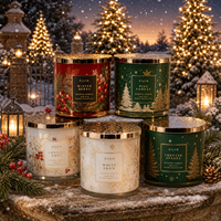 Bougie parfumée de luxe à 3 mèches en cire de soja, pot en verre, marque privée, logo personnalisé, faite à la main, aromathérapie pour Noël, décorations de maison
