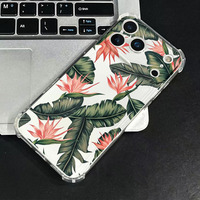 Coque de téléphone portable antichoc en TPU souple avec motif papillon, feuilles et fleurs rose-violet pour iPhone 17 Pro Max AIR