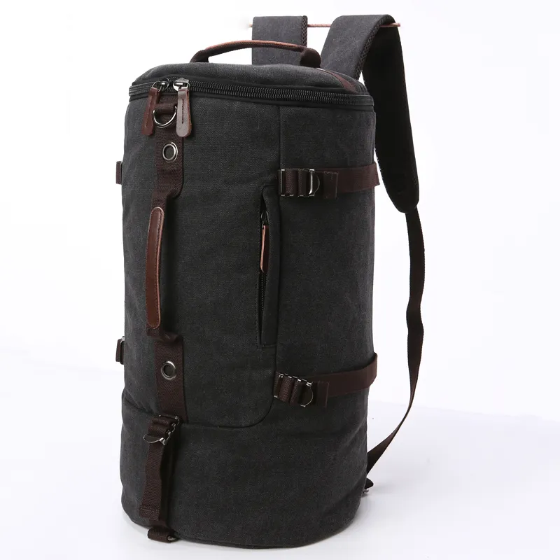 Aosheng guangzhou wholesale black canvas sports travel rucksack backpack