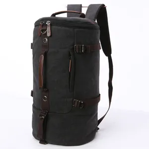 Aosheng गुआंगज़ौ थोक काले कैनवास खेल यात्रा रूकसाक बैग