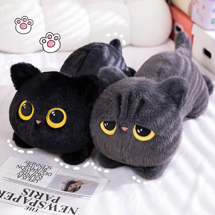 Almohada De Peluche Gato Negro De 40 Cm | Muñeco Kawaii Suave Y Abrazable, Regalo Ideal Para San Valentín Y Cumpleaños