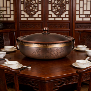 Marmite en <span class=keywords><strong>cuivre</strong></span> pur pour cuisinière à induction, style traditionnel chinois, pour plat de mouton de Pékin à l'<span class=keywords><strong>ancienne</strong></span> (Canard Mandarin) - Product Image 3