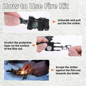 Pulsera <span class=keywords><strong>Paracord</strong></span> de supervivencia táctica ajustable multiusos con logotipo personalizado con linterna - Product Image 6