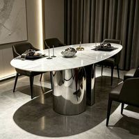Ensemble de table à manger en marbre blanc de style rétro indien pour la salle à manger, avec 6 chaises et plateau tournant (Swirl ou Lazy Susan)