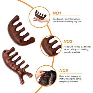 Pente de Madeira Natural com 5 Dedos para Massagem no Couro Cabeludo - Alivia o Estresse e Melhora a Circulação Sanguínea, Ferramenta Ecológica para Cuidado Capilar - Product Image 3