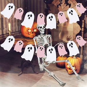 Belle fantôme et <span class=keywords><strong>blanc</strong></span> scintillant Halloween fête bannière décoration pour maison hantée manteau décor à la maison décoration murale - Product Image 5