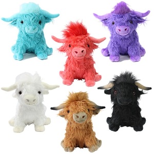 Blue Simulated Scottish <b>Cow</b> Plush Toy Cute Fairy Calf Made Cotton Custom Sizes for Baby Child's Birthday Christmas Gift - Product Image 1