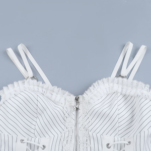 Autumn New Gothic Clothing Women Striped Lace <strong>Patchwork</strong> Camisole Slim and Versatile Sexy <strong>Top</strong> - Product Image 6