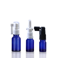 Botella de Vidrio Azul para Suero Cosmético Personalizada, 5 ml, 10 ml, Botella Redonda Vacía de Vidrio para Spray Nasal