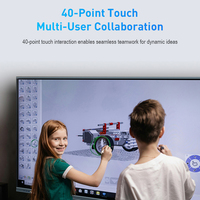 Écran plat interactif Android 14 personnalisé en usine de 55/65/75 pouces avec tableau blanc intelligent tactile 40 points pour réunions d'affaires