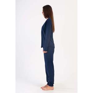 KADIN P.SUPREM XXL O YAKA UZUN KOL ETEGI OVAL MANSETLI PIJAMA TAKIM - สีกรมท่า - สีกรมท่า - Product Image 3