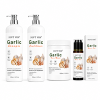Kit de Soins Capillaires Naturels à l'Ail 900ml pour Cheveux Afro 4C : Shampoing, Après-Shampoing, Masque et Huile Hydratants Profonds pour Fortifier