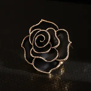 Mode Vintage Design Black Rose Flower Diamond Brosche Pin für Frauen Kleidung