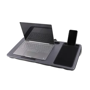 Portable Lap Desk Wooden Ergonomic Knee Laptop Stand Fit 17 Inch Universal Lap Tray Cushion with Phone Holder