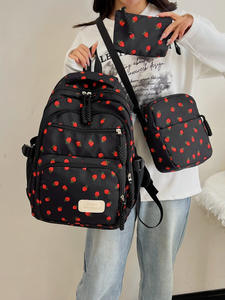 Sac à dos pour étudiant, style campus simple et mignon, sac décontracté, <span class=keywords><strong>cerise</strong></span>, fraise - Product Image 4