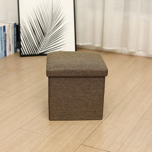 Cubo otomano de almacenamiento lujoso moderno directo de fábrica, taburete de pie plegable, asiento acolchado de tela tapizada, almacenamiento para reposapiés - Product Image 1