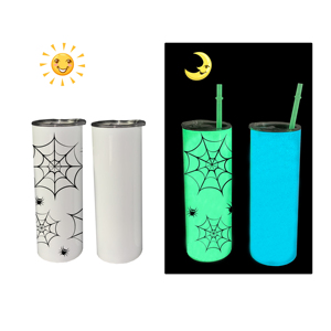 Custom LogoBulk <b>Double</b> <b>Wall</b> Stainless Steel 20Oz to Green Blue Glow in Dark Tumbler for White Sublimation Transfer - Product Image 2