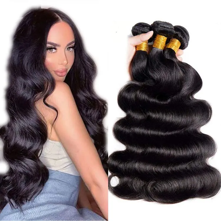 Extensiones de cabello sin procesar con ondas corporales, paquete de cabello humano virgen de grado 12a, se acepta cabello brasileño recto de hueso doble dibujado de alta calidad